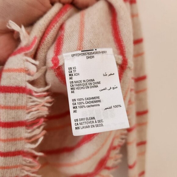 Charter Club Luxury 100% Cashmere Sweater Pink Striped V-Neck Women's XS - Picture 5 of 6